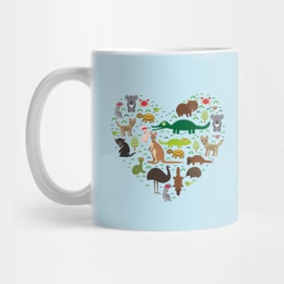 Australian Animals Heart Mug